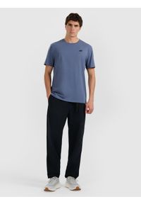 4f - 4F T-shirt regular gładki męski - granatowy S. Okazja: na co dzień. Kolor: niebieski. Materiał: materiał, bawełna. Wzór: gładki. Styl: casual