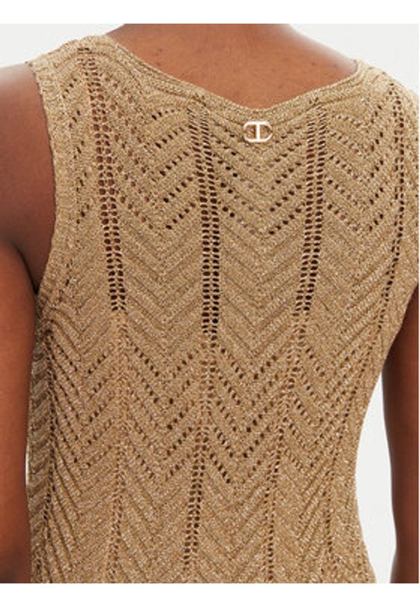 TwinSet - TWINSET Sukienka dzianinowa 251TT319A Beżowy Slim Fit. Kolor: beżowy. Materiał: wiskoza