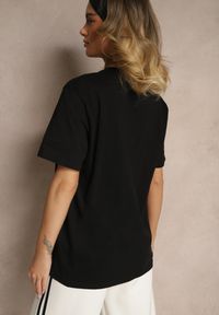 Renee - Czarna Bawełniana Koszulka z Palmami Sunisora. Okazja: na co dzień. Kolor: czarny. Materiał: bawełna. Wzór: aplikacja. Sezon: lato. Styl: casual