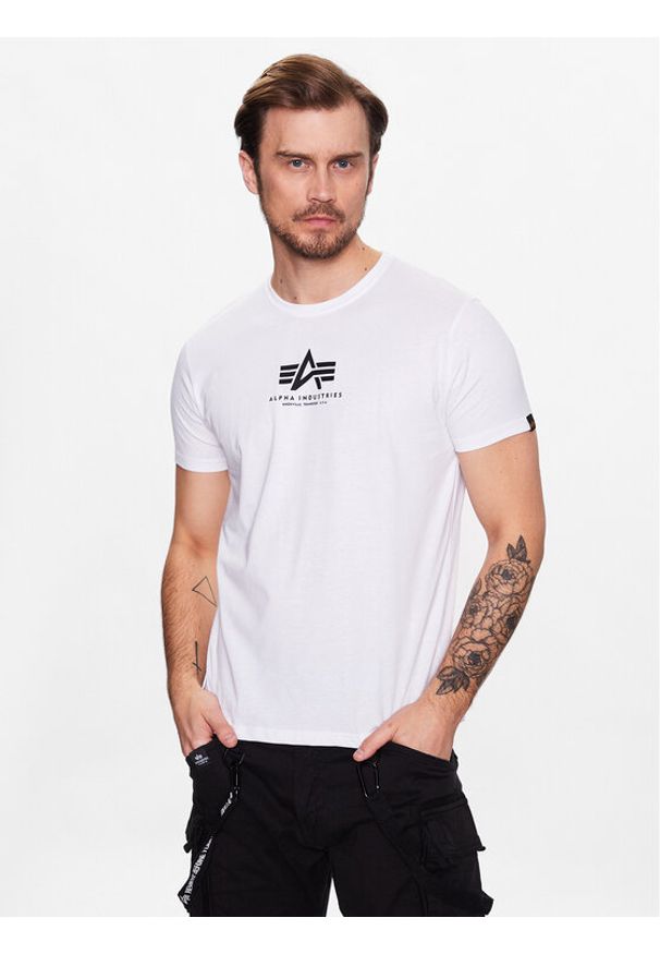 Alpha Industries T-Shirt Basic 118533 Biały Regular Fit. Kolor: biały. Materiał: bawełna