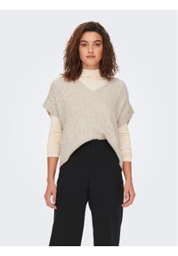 only - ONLY Sweter 15249328 Beżowy Regular Fit. Kolor: beżowy. Materiał: syntetyk #1