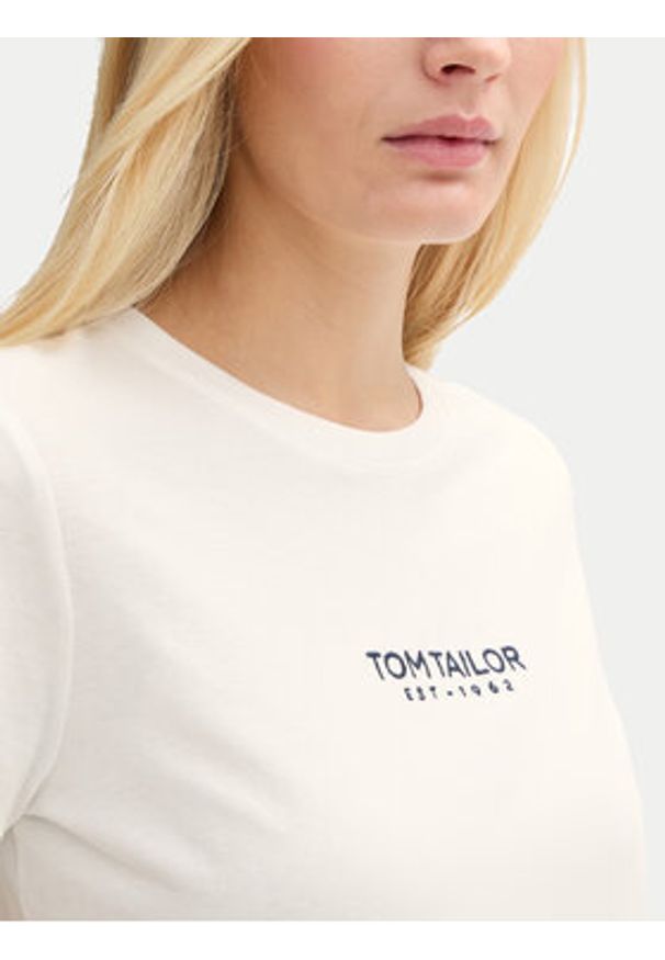 Tom Tailor T-Shirt 1045543 Biały Regular Fit. Kolor: biały. Materiał: bawełna