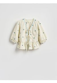 Reserved - Bluzka z kwiatowym wzorem - złamana biel. Materiał: tkanina. Wzór: kwiaty #1