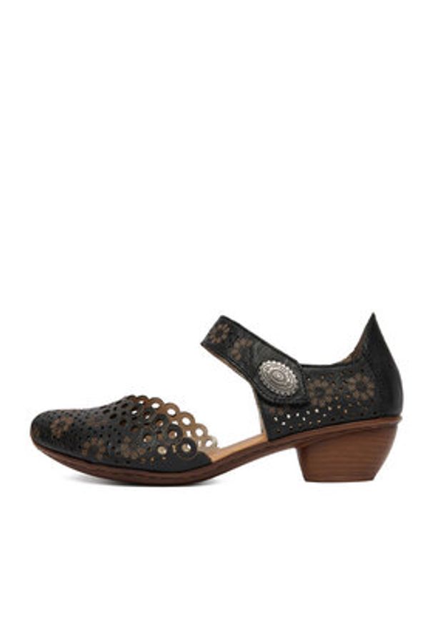 Rieker Półbuty 43753-00 Czarny. Kolor: czarny. Materiał: skóra