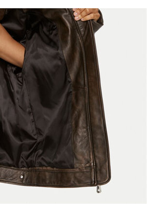 Pinko Kurtka skórzana Grotta 104048 A23U Brązowy Regular Fit. Kolor: brązowy. Materiał: skóra