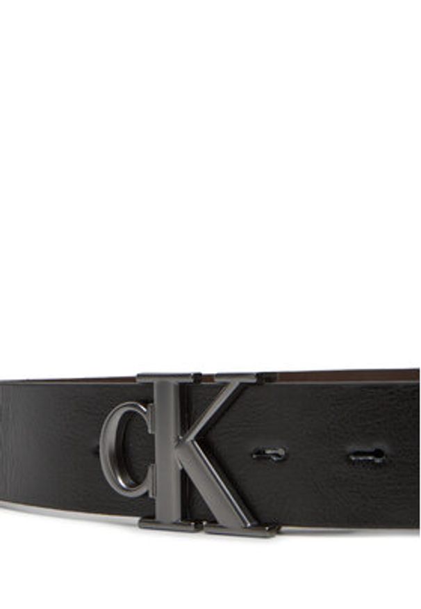 Calvin Klein Jeans Pasek Męski Monogram Plaque Buckle 35Mm Adj/Rev LV04G7026G Czarny. Kolor: czarny. Materiał: skóra