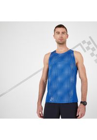 KIPRUN - Koszulka do biegania bez rękawów męska Kiprun Light. Kolor: niebieski. Materiał: materiał, poliester, elastan, poliamid. Długość rękawa: bez rękawów. Sport: fitness