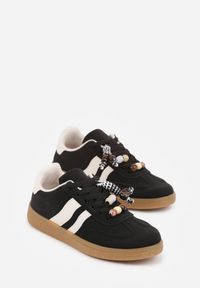 Renee - Czarne Sneakersy Typu Tenisówki Ozdobione Koralikami Daemeli. Kolor: czarny. Materiał: jeans. Wzór: aplikacja. Sezon: lato #7