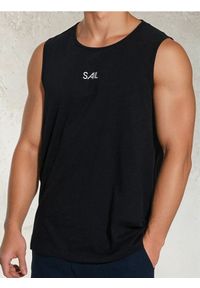 Sinsay - Luźny tank top z nadrukiem na plecach - czarny. Kolor: czarny. Wzór: nadruk