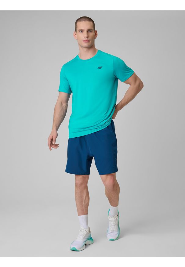 4f - 4F Koszulka treningowa regular szybkoschnąca męska - turkusowa S. Kolor: turkusowy. Materiał: skóra. Długość: długie. Sport: fitness
