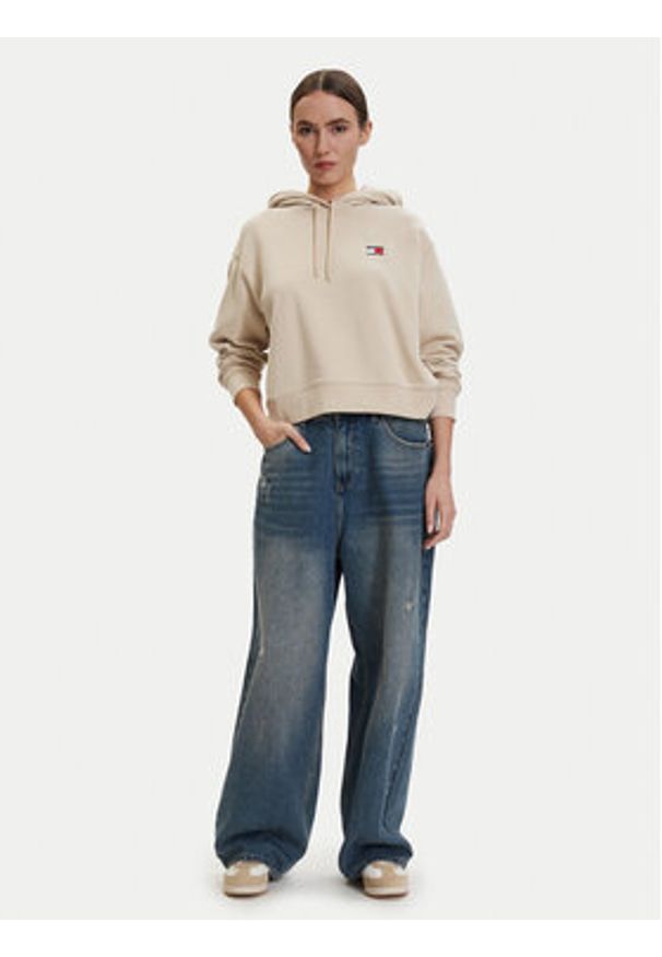 Tommy Jeans Bluza DW0DW22357 Beżowy jasny Regular Fit. Kolor: beżowy. Materiał: bawełna