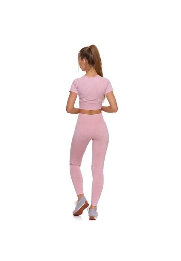 Różowy Damski Komplet Top+Legginsy Moraj. Okazja: na co dzień. Kolor: różowy. Materiał: materiał. Długość rękawa: krótki rękaw. Długość: krótkie. Styl: sportowy, elegancki, casual