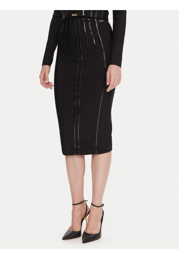 Elisabetta Franchi Spódnica ołówkowa GO-124-57E2-V460 Czarny Slim Fit. Kolor: czarny. Materiał: syntetyk
