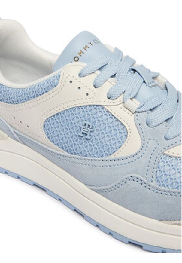TOMMY HILFIGER - Tommy Hilfiger Sneakersy Th Mix Material Runner FW0FW09306 Niebieski. Kolor: niebieski. Materiał: materiał