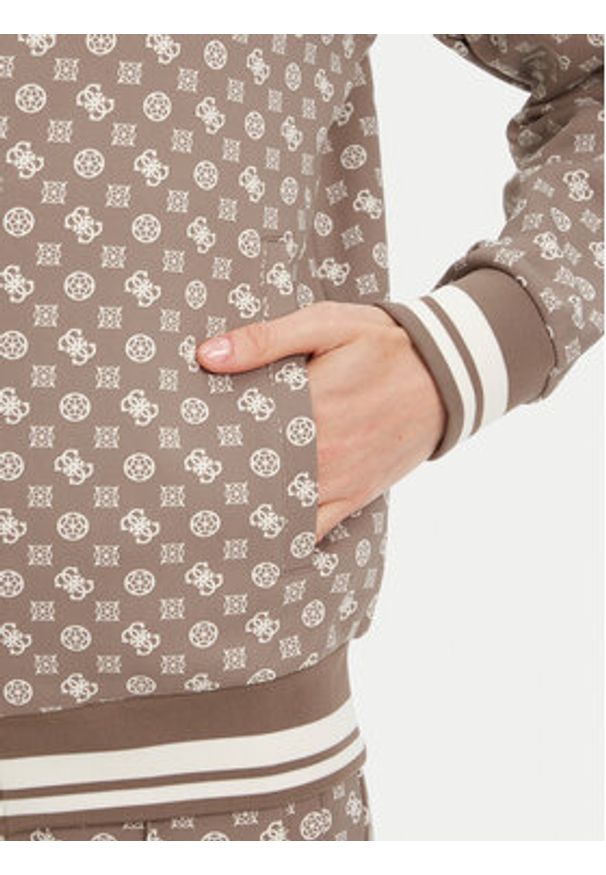 Guess Bluza V5YQ03 KB212 Brązowy Regular Fit. Kolor: brązowy. Materiał: syntetyk