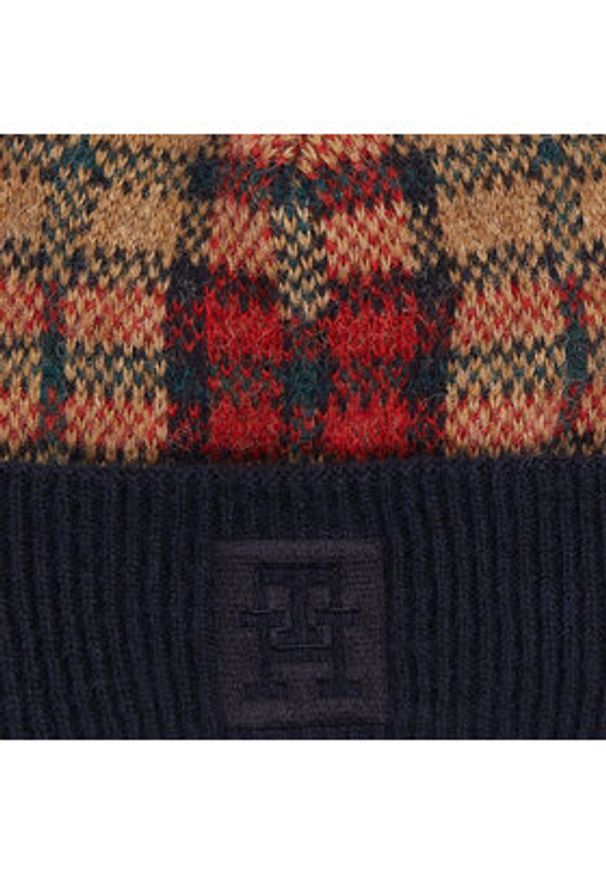 TOMMY HILFIGER - Tommy Hilfiger Czapka Tommy Check Beanie AW0AW15315 Granatowy. Kolor: niebieski. Materiał: wełna