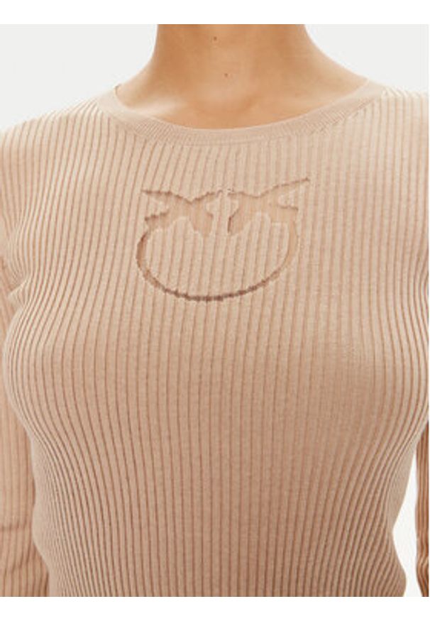 Pinko Sweter Kenzia 103305 A1KW Beżowy Slim Fit. Kolor: beżowy. Materiał: bawełna, jedwab