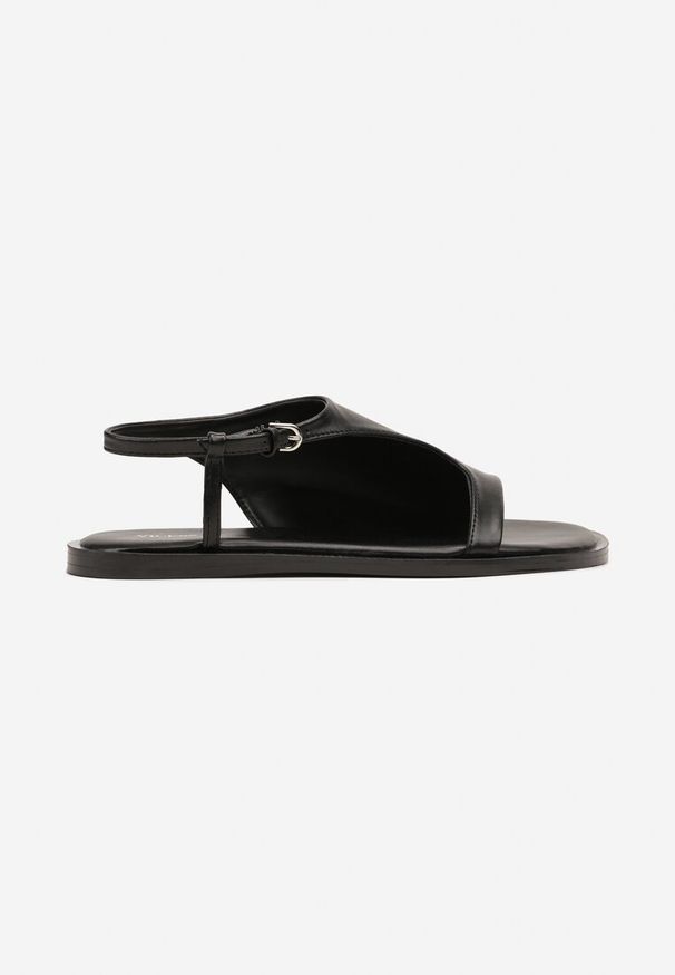 Born2be - Czarne Sandały Vices z Asymetryczną Cholewką Merira. Okazja: na imprezę, na co dzień. Kolor: czarny. Sezon: lato. Styl: elegancki, casual, klasyczny