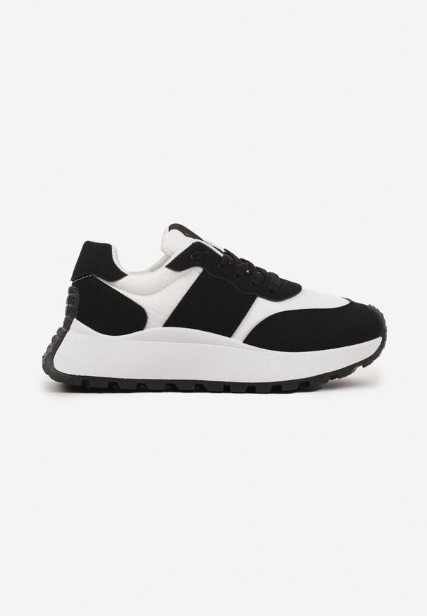 Born2be - Czarne Sneakersy Streetwearowe na Grubej Podeszwie Nonarilis. Okazja: na co dzień. Zapięcie: sznurówki. Kolor: czarny. Materiał: jeans