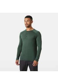 Koszulka z długim rękawem Helly Hansen Durawool Henley. Typ kołnierza: typu henley. Kolor: zielony. Długość rękawa: długi rękaw. Długość: długie. Sport: turystyka piesza #1