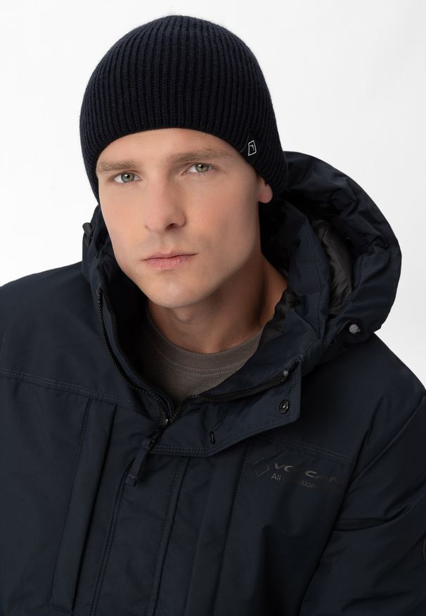 Volcano - Klasyczna czapka zimowa H-REVERS. Materiał: dzianina, materiał. Wzór: ze splotem. Sezon: zima. Styl: klasyczny