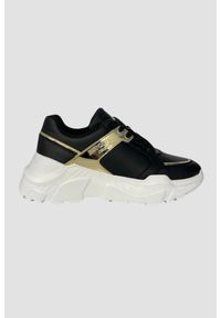 Just Cavalli - JUST CAVALLI Czarne sneakersy ze złotym logo Fondo Casper, Rozmiar 39. Kolor: czarny