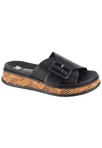 Klapki Rieker Flip-Flops W W0803-00 czarne. Kolor: czarny. Materiał: skóra, guma. Sezon: lato #4