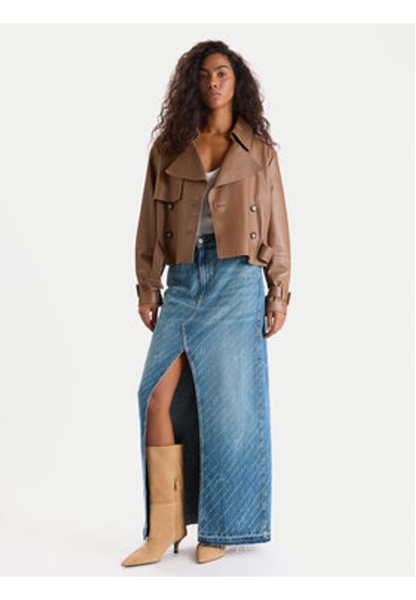 BOSS Spódnica jeansowa 50542445 Niebieski Regular Fit. Kolor: niebieski. Materiał: bawełna