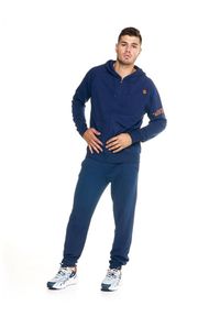 LEONE 1947 APPAREL - Męski dres Leone z kapturem i pełnym zamkiem błyskawicznym. Kolor: niebieski. Materiał: dresówka. Sport: fitness