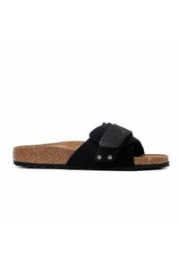Klapki damskie Birkenstock Oita. Kolor: czarny. Materiał: materiał, skóra