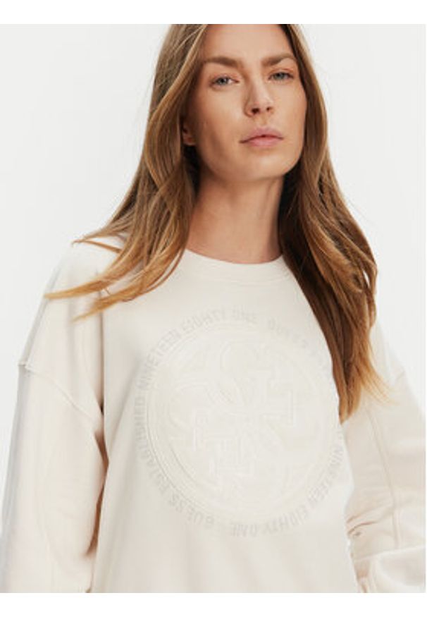 Guess Bluza W5YQ07 KB681 Écru Regular Fit. Materiał: bawełna