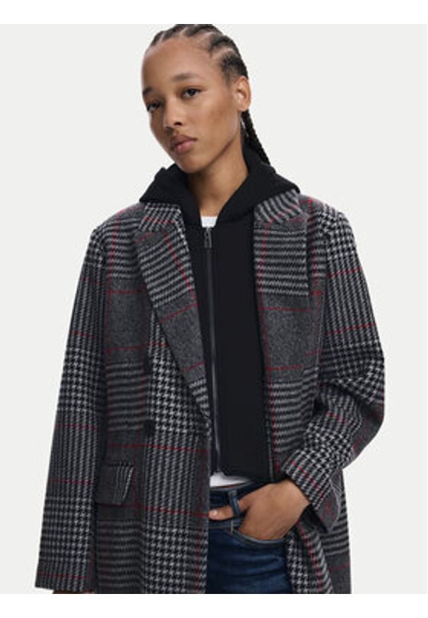 Desigual Płaszcz wełniany Capucha 25WWEW13 Szary Regular Fit. Kolor: szary. Materiał: syntetyk