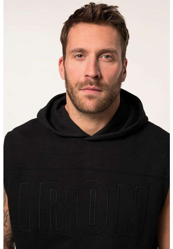 JAY-PI - Męska Bluza z kapturem fitness Belly Fit bez rękawów kaptur szybkoschnąca. Typ kołnierza: kaptur. Kolekcja: plus size. Kolor: czarny. Materiał: materiał, poliester, bawełna. Długość rękawa: bez rękawów. Sport: fitness