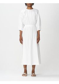TwinSet - Biała sukienka ze ściągaczem w pasie Twinset. Kolor: biały. Materiał: bawełna #1
