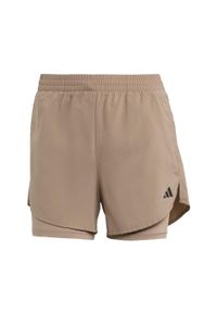 Adidas - AEROREADY Made for Training Minimal Two-in-One Shorts. Kolor: wielokolorowy, czarny, brązowy. Materiał: materiał