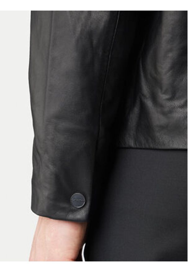 Calvin Klein Kurtka skórzana LV04LF423G Czarny Regular Fit. Kolor: czarny. Materiał: skóra