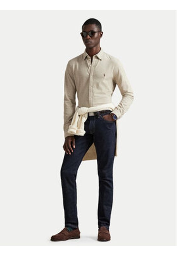 Polo Ralph Lauren Koszula 710654408062 Beżowy Regular Fit. Typ kołnierza: polo. Kolor: beżowy. Materiał: bawełna