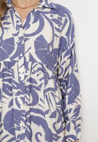 Born2be - Biało-Fioletowa Sukienka Szmizjerka Zapinana na Guziki z Falbanką Lavernia. Okazja: na co dzień, na randkę. Typ kołnierza: dekolt w kształcie V, kołnierz z falbankami. Kolor: biały. Materiał: materiał, wiskoza, jeans, tkanina. Długość rękawa: długi rękaw. Sezon: lato. Typ sukienki: szmizjerki. Styl: klasyczny, casual, elegancki #7