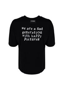 Les Hommes T-Shirt "Happy Pictures" | LBT1015700P | Mężczyzna | Czarny. Okazja: na co dzień. Kolor: czarny. Materiał: bawełna. Wzór: nadruk. Styl: klasyczny, casual, elegancki #3