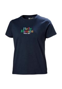 Koszulka sportowa damska Helly Hansen Core Graphic. Kolor: niebieski. Materiał: bawełna. Długość rękawa: krótki rękaw. Długość: krótkie #1