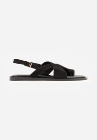 Renee - Czarne Sandały VICES z Paskami w Kształcie X i Paskiem na Duży Palec Prisedice. Zapięcie: pasek. Kolor: czarny. Materiał: zamsz. Wzór: paski. Sezon: lato. Styl: street #5