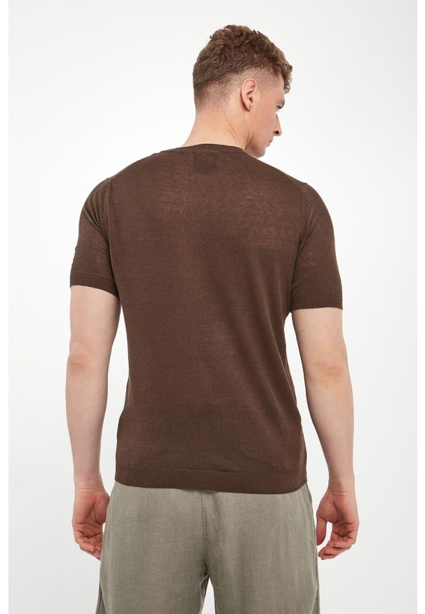 Aeronautica Militare - Sweter męski lniany z krótkim rękawem AERONAUTICA MILITARE. Materiał: len. Długość rękawa: krótki rękaw. Długość: krótkie