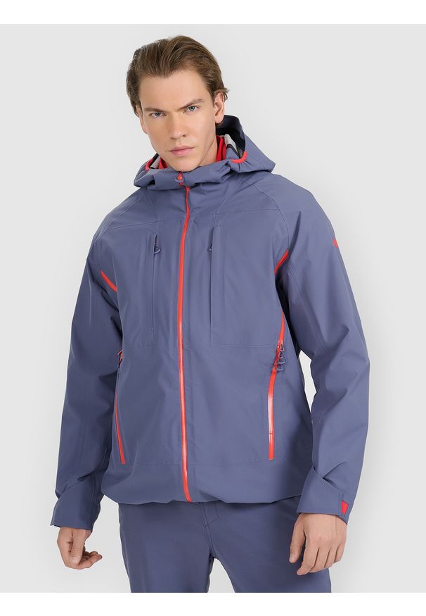 4f - 4F Kurtka trekkingowa przeciwdeszczowa membrana 20000+ męska - granatowa M. Kolor: niebieski. Materiał: materiał. Długość rękawa: raglanowy rękaw. Technologia: Primaloft. Długość: długie. Sport: turystyka piesza, wspinaczka