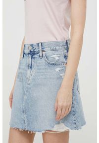 GAP spódnica jeansowa kolor niebieski mini prosta. Kolor: niebieski. Materiał: jeans #4