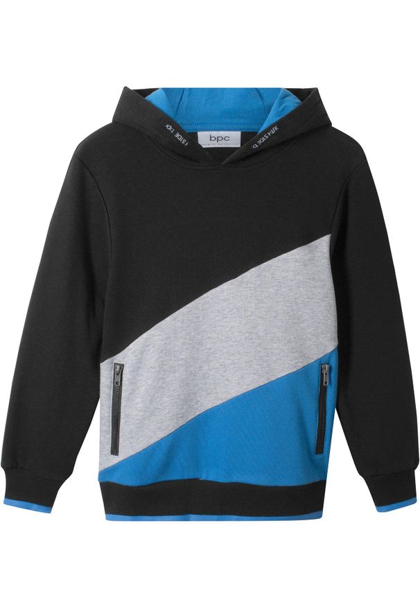 bonprix - Bluza z kapturem z czystej bawełny organicznej. Typ kołnierza: kaptur. Kolor: czarny. Materiał: bawełna