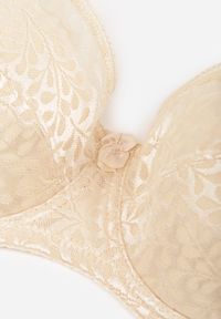 Born2be - Jasnobeżowy Biustonosz z Regulowanymi Ramiączkami o Koronkowym Wykończeniu Kefefia. Kolor: beżowy. Materiał: koronka #3