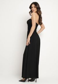 Born2be - Czarna Sukienka Koktajlowa Bandeau z Wiskozą Ozdobiona Marszczeniem Nalithae. Okazja: na co dzień. Kolor: czarny. Materiał: wiskoza. Wzór: aplikacja. Styl: wizytowy #3