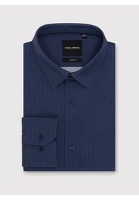 Pako Lorente - PAKO LORENTE – Granatowa dzianinowa koszula w jodełkę. Typ kołnierza: kołnierzyk klasyczny. Kolor: niebieski. Materiał: dzianina. Długość rękawa: długi rękaw. Długość: długie. Wzór: jodełka. Styl: klasyczny #3