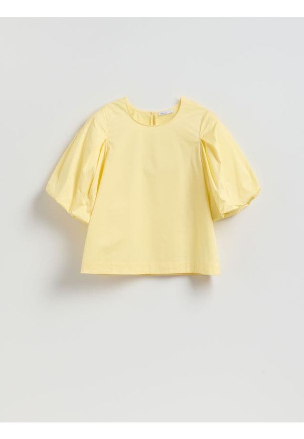 Reserved - Bawełniana bluzka - jasnożółty. Kolor: żółty. Materiał: bawełna