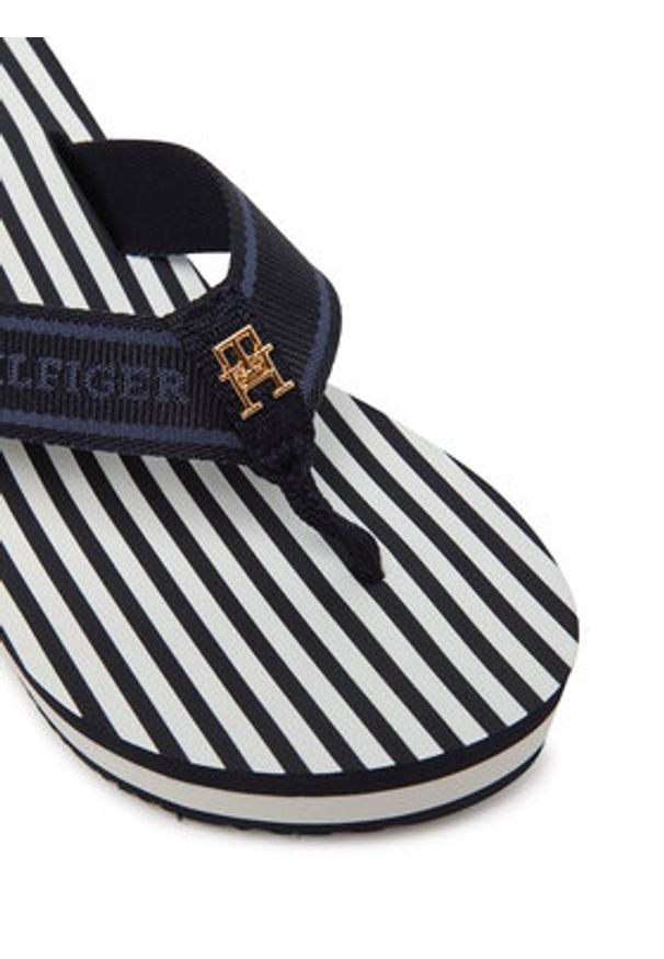 TOMMY HILFIGER - Tommy Hilfiger Japonki Th Stripes Wedge Beach Sandal FW0FW08521 Niebieski. Kolor: niebieski. Materiał: materiał